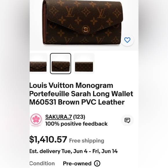 Louis Vuitton Sara wallet in LV stores now converted to optional crossbody - Picture 3 of 12